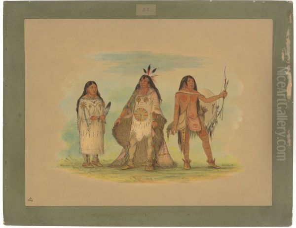 Three Minatarree Indians - view 1