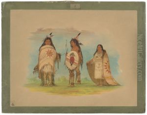 Three Riccarree Indians by George Catlin