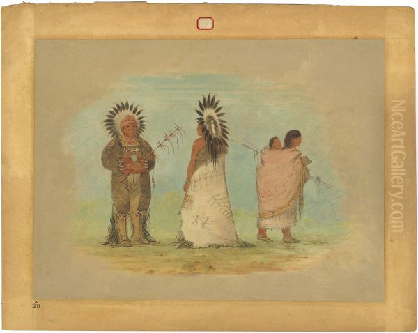 Two Ottoe Chiefs and a Woman - view 1