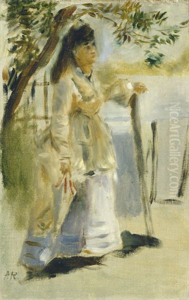 Woman by a Fence - view 1