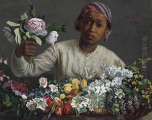 La Negresse aux pivoines by Frederic Bazille
