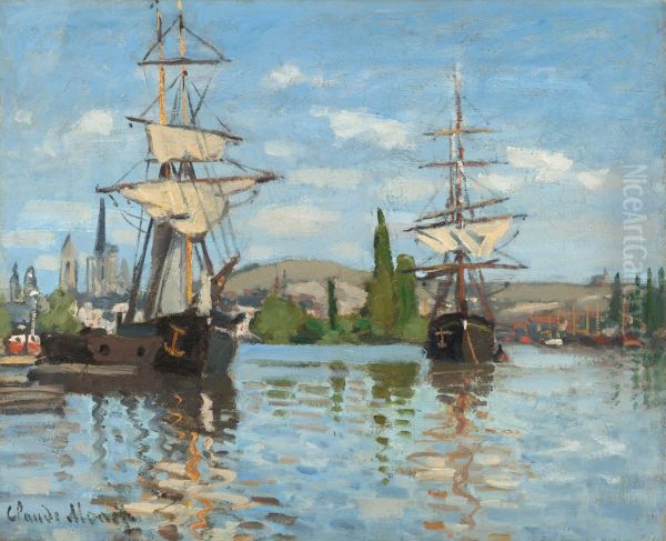 Ships Riding on the Seine at Rouen - view 1