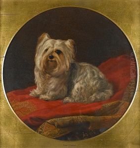 A Yorkshire Terrier On A Divan by Samuel John Carter