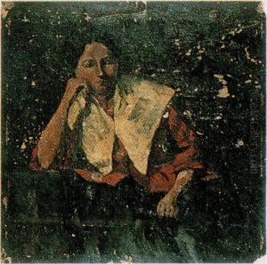 Portrait of a woman with white collar