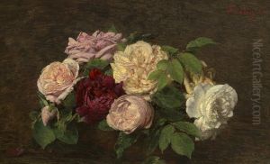 Roses de Nice on a Table by Henri Fantin-Latour