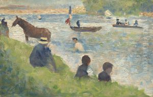 Horse and Boats (Study for "Bathers at Asnieres") by Georges Seurat