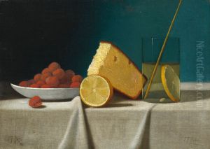 Still Life with Cake, Lemon, Strawberries, and Glass by John F. Peto