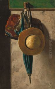 Straw Hat, Bag, and Umbrella