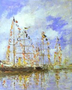 Yacht Basin at Trouville-Deauville by Eugene Louis Boudin
