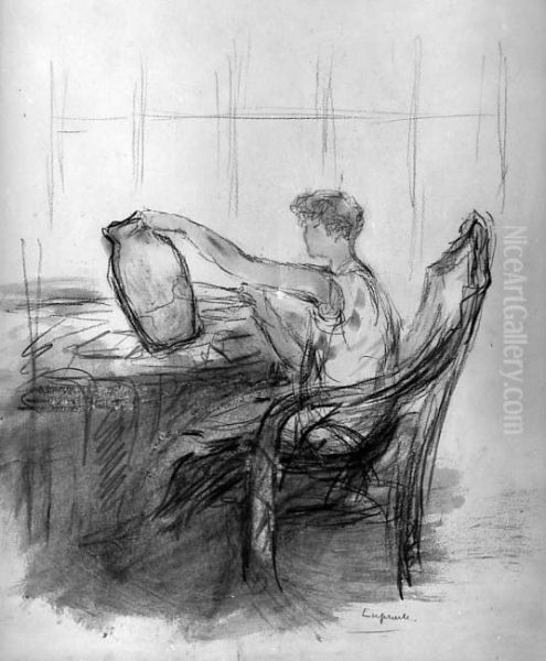 Woman Painting a Vase - view 1