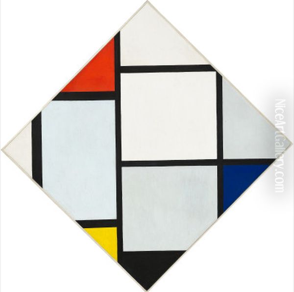 Tableau No. IV; Lozenge Composition with Red, Gray, Blue, Yellow, and Black - view 1