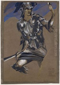 The Perseus Series - Study of Perseus in Armour for The Finding of Medusa by Edward Burne-Jones
