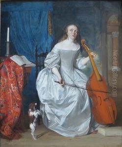 Woman Playing a Viola de gamba by Gabriel Metsu