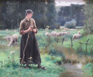 Peasant Girl with Sheep by Julien Dupre