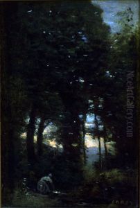 Washerwoman by Jean-Baptiste Camille Corot