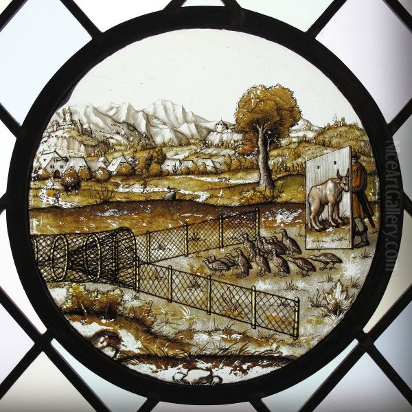 Roundel with Netting Quail - view 1