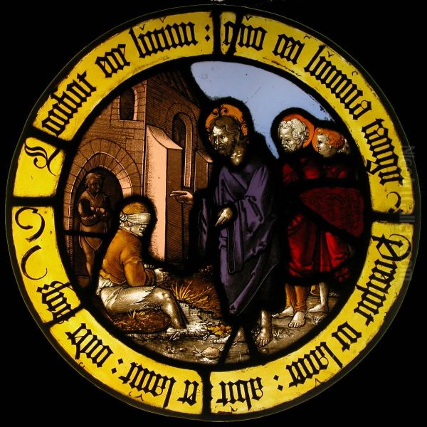 Roundel with Christ Healing the Blind Man - view 1