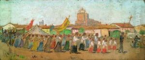 Procession Aux Saintesmaries De La Mer by Eugene Cartier