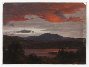 Turner Pond with Pomola Peak and Baxter Peak, Maine. by Frederic Edwin Church