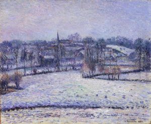 Snow Scene at Eragny (View of Bazincourt) by Camille Pissarro