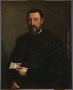 Portrait of a Friend of Titian, Marco Mantova Benevides by Titian