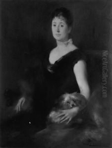 Portrait of a Lady with a Dog by Eugene Carriere