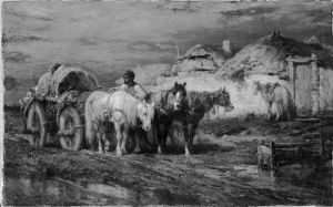 Peasants and Horses by Adolf Schreyer