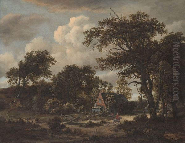 Wooded Landscape with Cottage and Horseman - view 1
