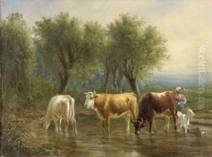 Vaches A L'abreuvoir by Karl Cartier