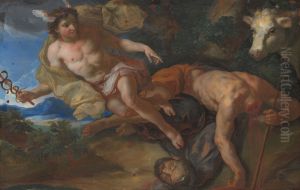 Mercury rescues the disguised Io after beheading Argus by Johann Michael Rottmayr