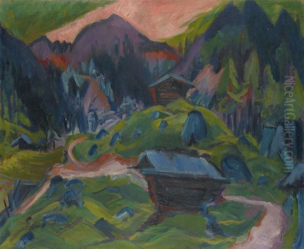 Kummeralp Mountain and Two Sheds - view 1