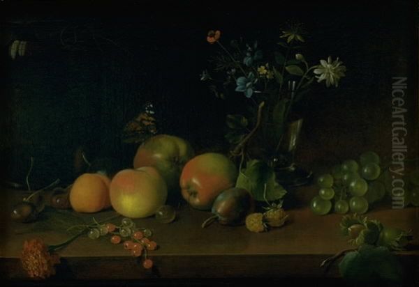 Flowers and Fruit on a Table - view 1