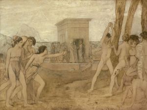 Young Spartan Girls Challenging Boys by Edgar Degas