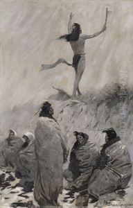 The Fire Eater Raised His Arms to the Thunder Bird by Frederic Remington