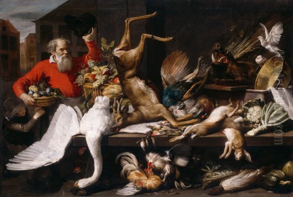 Still Life with Dead Game, Fruits, and Vegetables in a Market - view 1