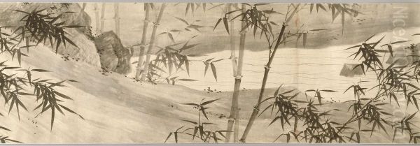 Bamboo-Covered Stream in Spring Rain - view 1