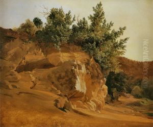 Italiensk bjerglandskab med tilgroede klipper by Fritz Petzholdt