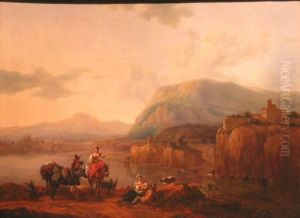 An Italianate Landscape by Victor Emile Cartier