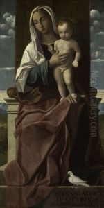 Virgin and Child Enthroned by Girolamo da Santacroce