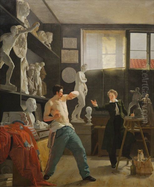 A Sculptor in his Studio Working from the Life - view 1