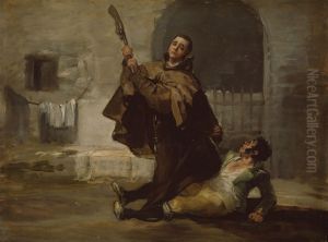 Friar Pedro Clubs El Maragato with the Butt of the Gun by Francisco Goya Fuendetodos