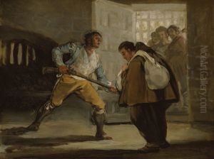 El Maragato Threatens Friar Pedro de Zaldivia with His Gun by Francisco Goya Fuendetodos