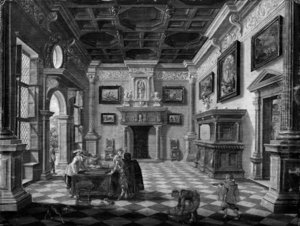 Sumptuous Renaissance Interior with Tric-Trac Players - view 1