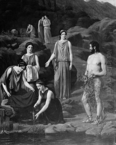 Nausikaa bringer den skibbrudne Odysseus klaeder - view 1