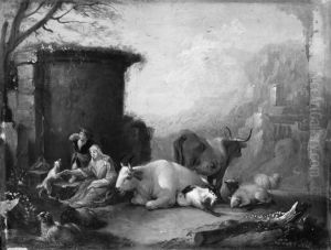 Landscape with Cattle, the Shepherdess Playing with a Dog Landscape with Cattle, the Shepherdess Playing with a Dog