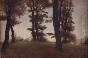 Tree Trunks. Arresodal near Frederiksvaerk, North Zealand by Vilhelm Hammershoi