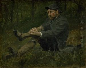 Arkitekten Thorvald Bindesboll i en granskov pa Kullen
