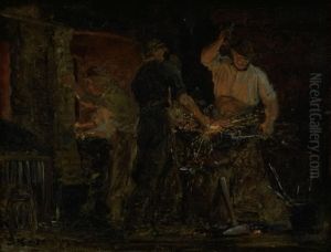 Smithy in Hornbaek by Peder Severin Kroyer