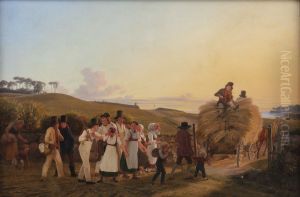 Farmers Returning Home from the Field with the Final Sheaves of Grain by Hans Jorgen Hammer