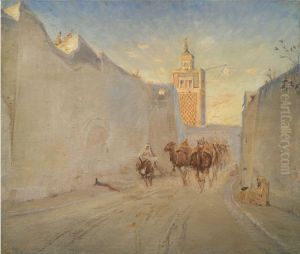 Camels in a Street in Tunisia by Theodor Esbern Philipsen
